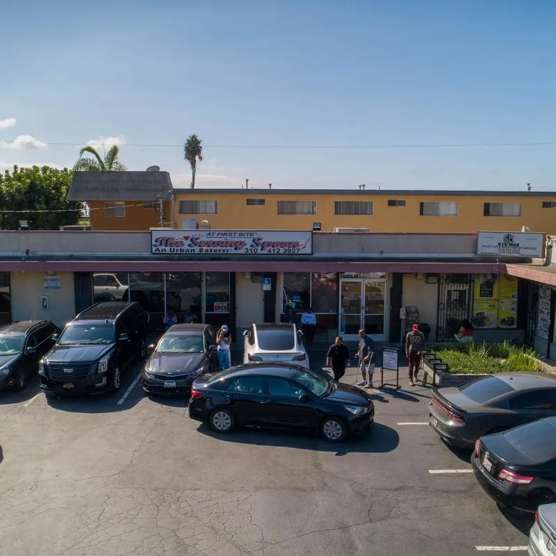 The Serving Spoon storefront on Centinela Avenue in Inglewood